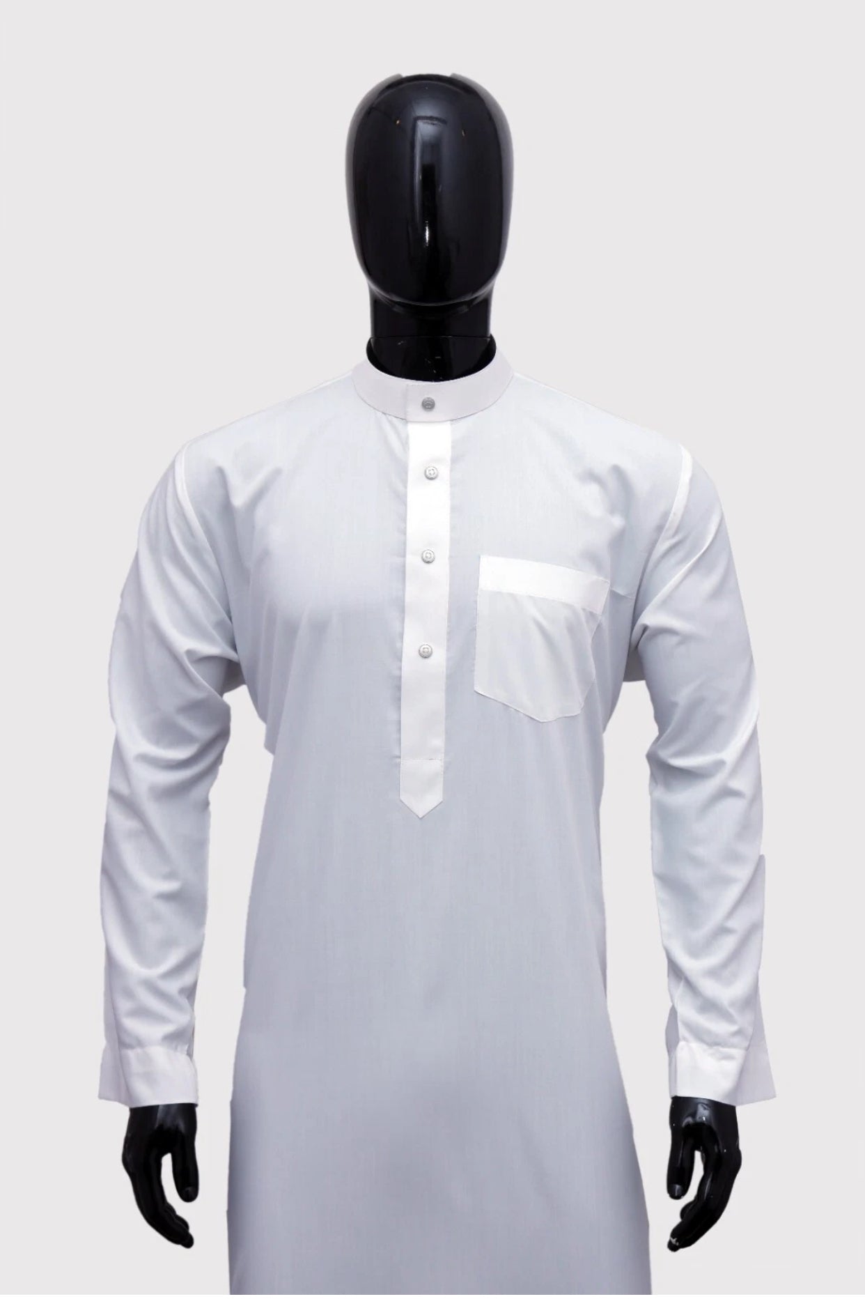 Value-option White Thobe/Jubba – Collared, Buttoned, Pockets