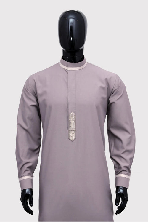 Elegant Thobe – Collared, Embroidered | 3 Colours